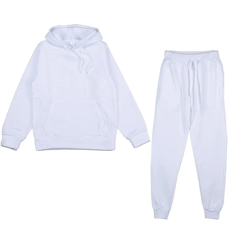 Men's Autumn and Winter New Solid Color Hoodie+pants Two-piece Set Fashionable Casual Sports Set Size S-3XL