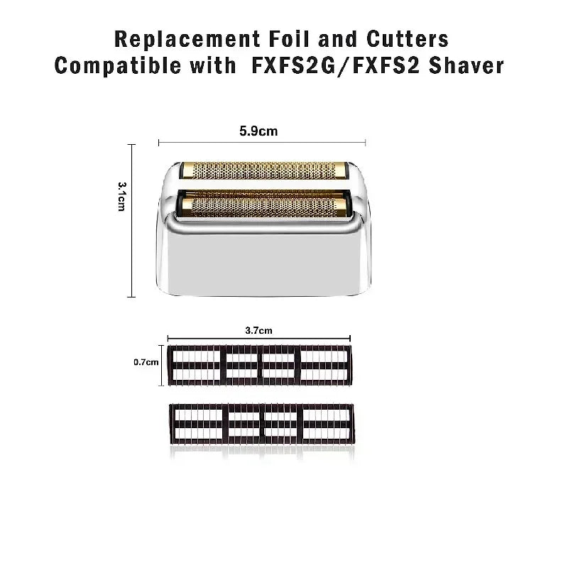 Replacement Head Foil and Cutters Blade Compatible with BaBylissPRO Double FXFS2 Metal Electric Shaver Razor, For BaByliss Razor