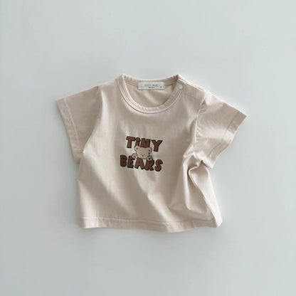 Summer Newborn Infant Baby Girls English Bear Printing Pullover T-Shirt Kids One-Piece Fashion Baby Clothing