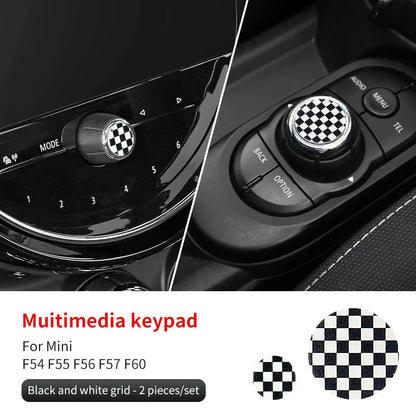 Central Control Volume Multimedia Button Knob Sticker for MINI Cooper F55 F56 F57 F60 Countryman Leather Car Interior Styling