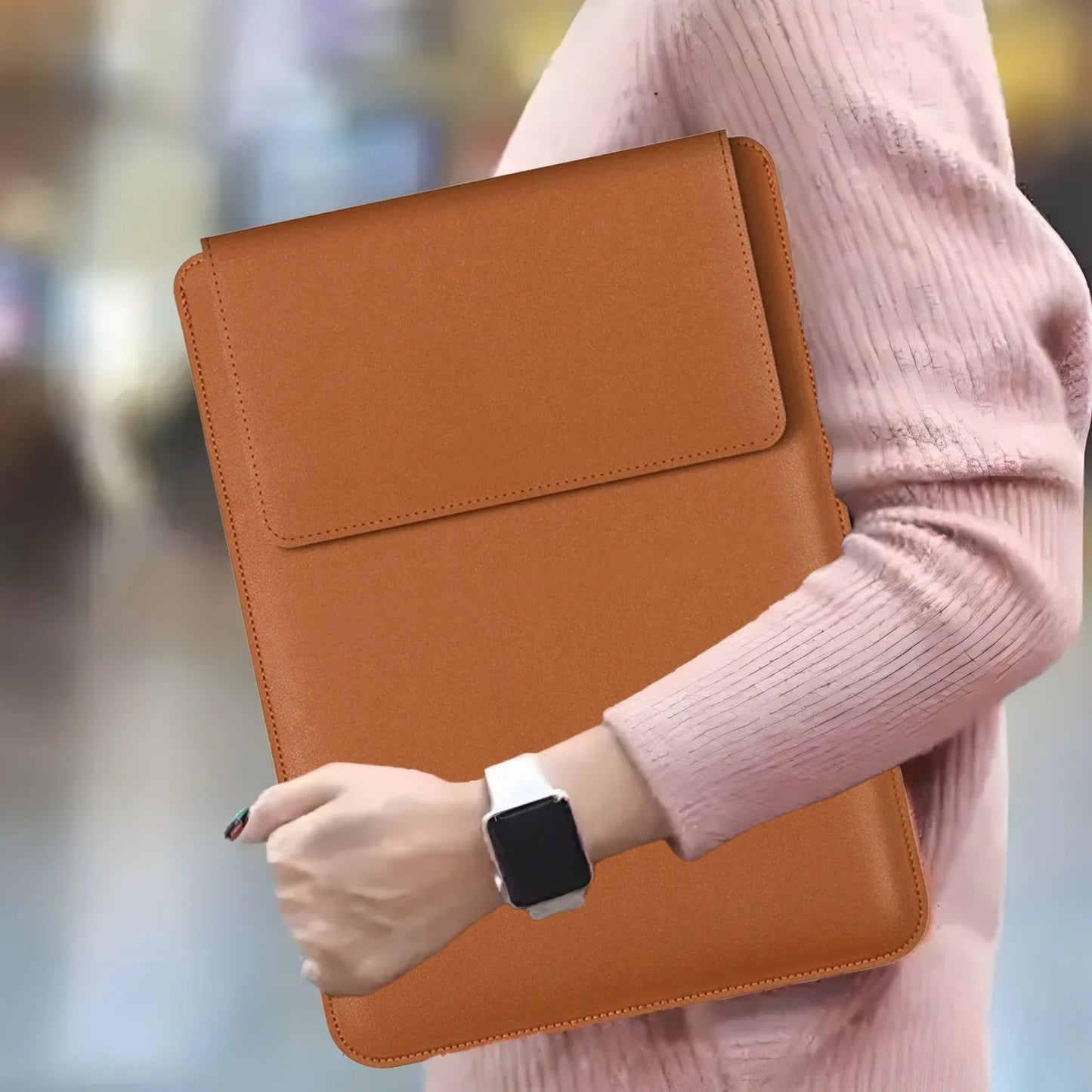 14-16 inch PU Leather Laptop Sleeve Bag Protective Case Cover Laptop Sleeve Case for MacBook Air 15 2023-2025 Pro 16 2021-2024