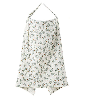 Muslin Nursing Covers for Breastfeeding, Privacy Breast Feeding Cover with Arch Neckline for Mom and Baby Nursing Apron