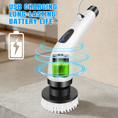 Cordless Electric Cleaning Brush - 7-in-1 Multi-Surface Scrubber with 2-Speed Adjustment, Detachable Extension Handle