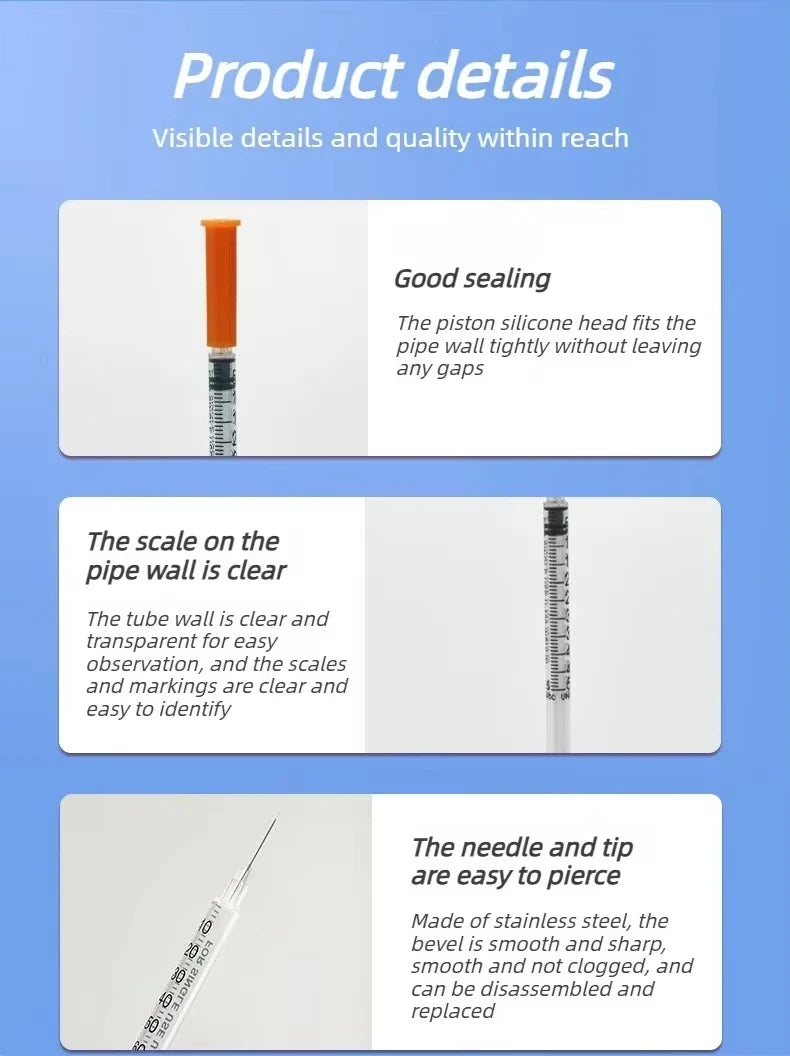 Individually Wrapped Manual Push Veterinary Plastic Syringes With Needles Disposable Style For Lab Pets Pigs And  Farm Livestock