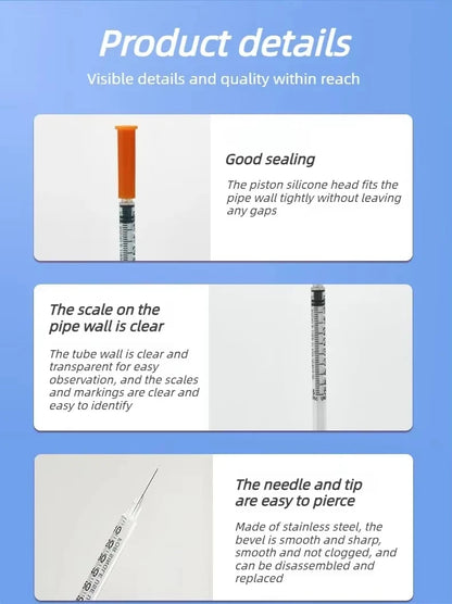 Individually Wrapped Manual Push Veterinary Plastic Syringes With Needles Disposable Style For Lab Pets Pigs And  Farm Livestock