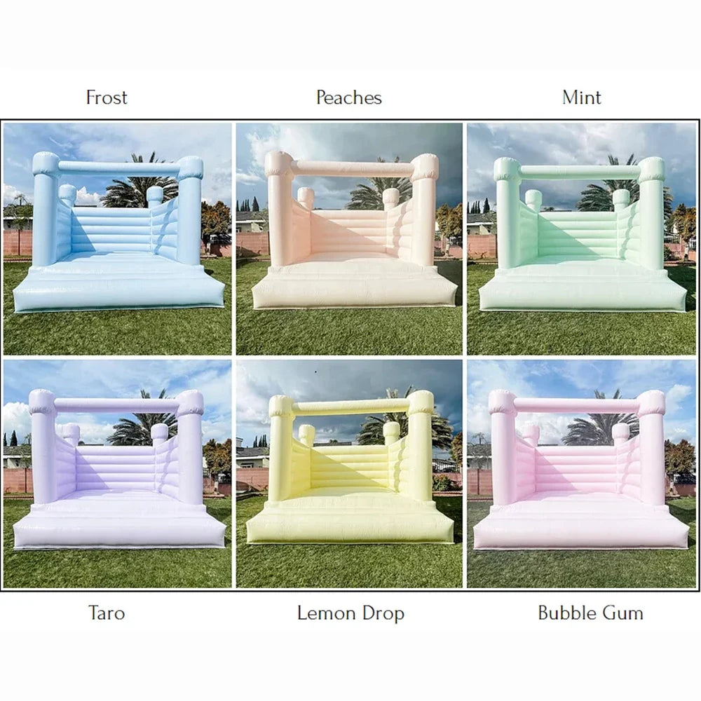 Macaron Pastel Inflatable Wedding Bounce House White Jumping Bouncer Bouncy Castle Pink Blue Peach PVC For Kids Adults Outdoor