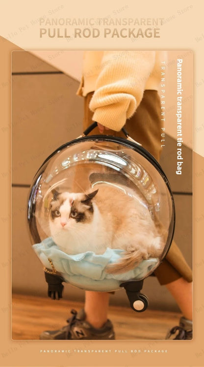 Portable Cat Bag for Going Out Large Capacity Transparent Breathable Pet Trolley Case Cat Travel Bag Pet Supplies Cat nest