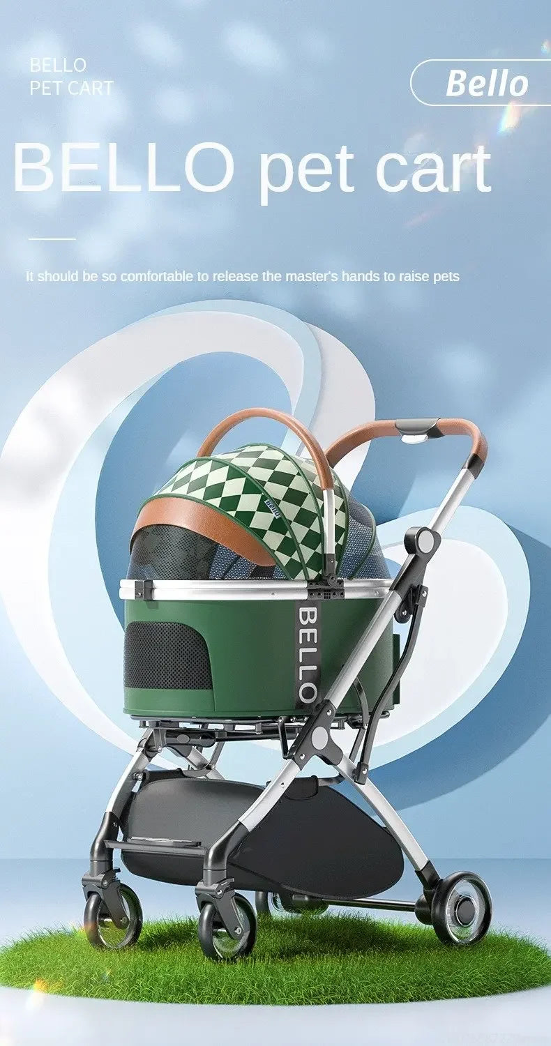 Detachable Aluminum Tube Pet Stroller Foldable Travel Trolley Portable Outdoor Walking Carrier For Cats Puppies Dogs