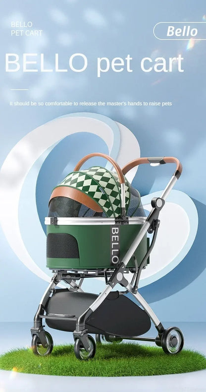 Detachable Aluminum Tube Pet Stroller Foldable Travel Trolley Portable Outdoor Walking Carrier For Cats Puppies Dogs