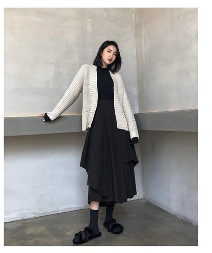 Women Black Skirts Japanese Gothic Irregular High Waist Pleated Skirt Pants for Women Vintage Cargo Skirts Female Clothes Ladies