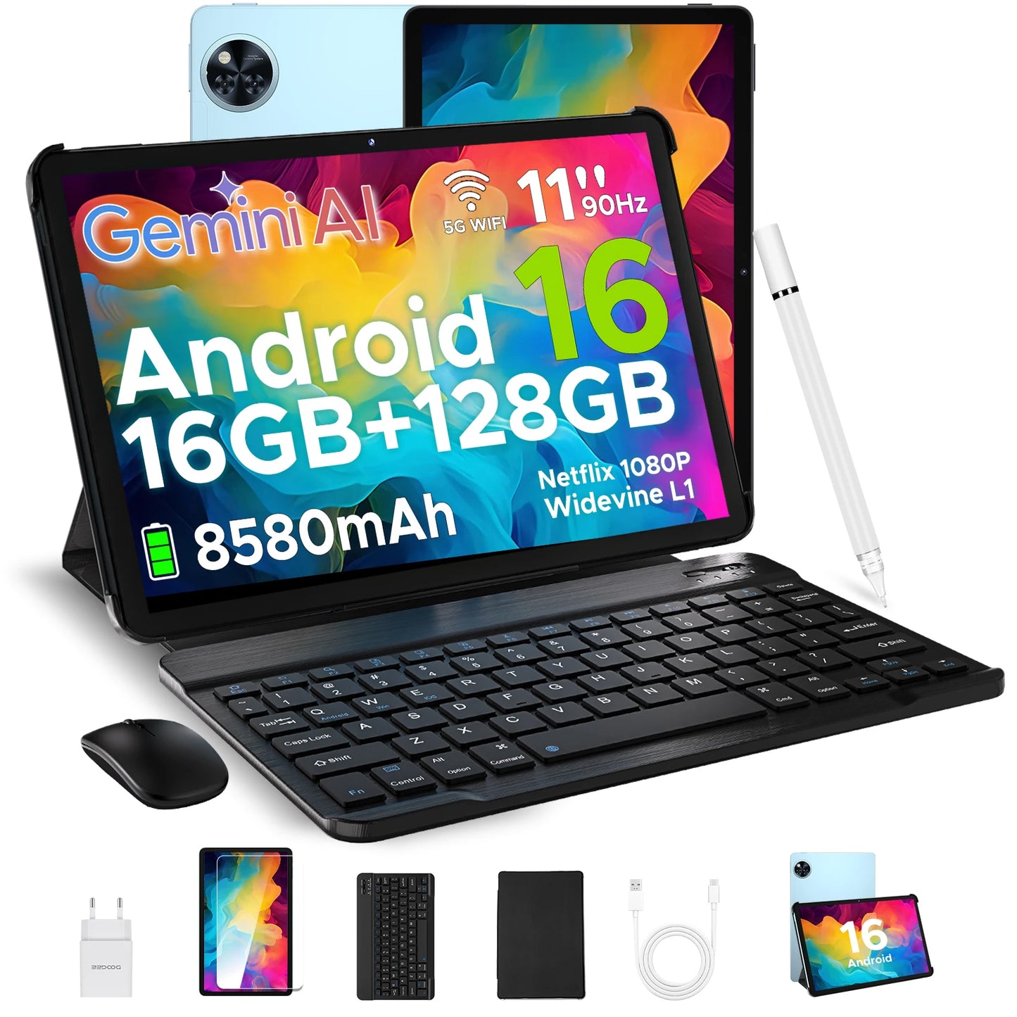 DOOGEE U11 Android 15 Tablet 11 Ultra-clear 90Hz Display 4GB RAM 128GB ROM 8580mAh Battery Dual Speaker Supports Widevine L1