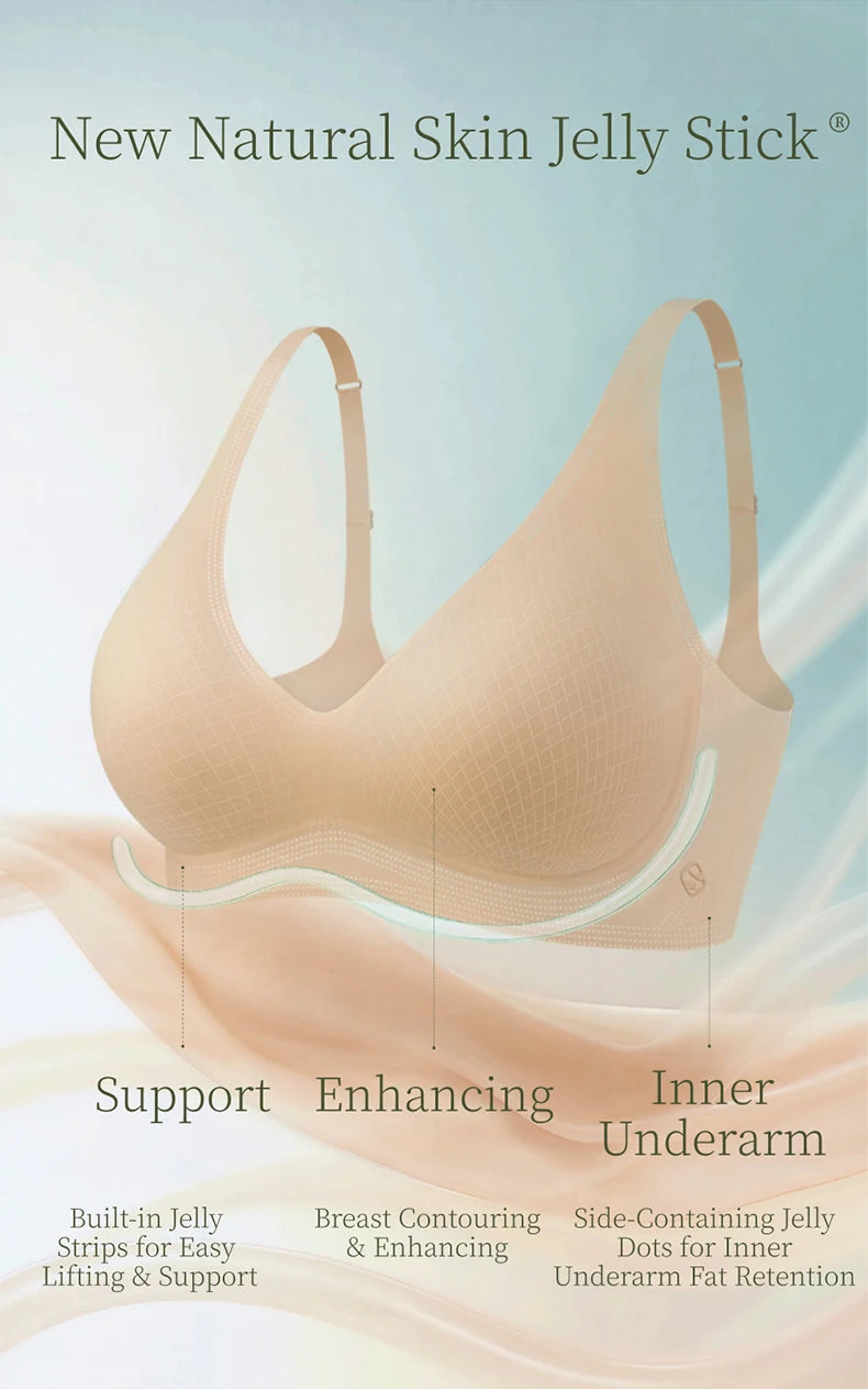 SUJIIN Sexy Seamless Wireless Bras for Women Push Up Padded Soft Support Invisible Lift V Neck Bralette Smooth Bra Female MX208