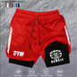 Men 2 in 1 Double Deck Marathon Running Shorts Fitness Training Pants Men's Racing Shorts Gym Wear Jogging Workout Sports Shorts