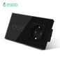 BSEED Touch Light Switch With EU USB Wall Sockets Black Wall Led Switches 1/2/3Gang 1Way Crystal Dark Blue Backlight Wall Switch