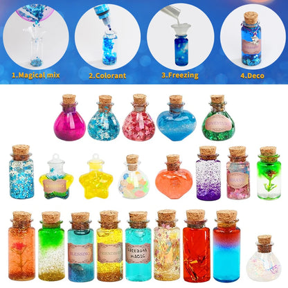 DIY Fairy Magical Potions Kit for Kids Potion Making Set Fairy Potion Bottles Craft Toy Science Set Magic Kits（24pcs)）