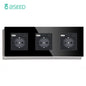 BSEED Touch Light Switch With EU USB Wall Sockets Black Wall Led Switches 1/2/3Gang 1Way Crystal Dark Blue Backlight Wall Switch
