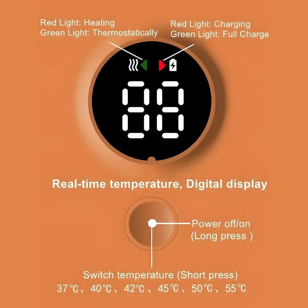 Rechargeable Baby Bottle Warmer 6Levels Temperature Adjustment with Temperature Display Warmer Sleeve Feeding Accessories