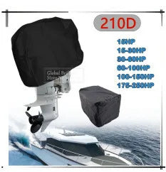 600D Boat Full Outboard Engine Cover Heavy Duty Silver Engine Motor Covers Protector For 6-225HP Waterproof