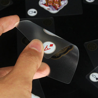 Vandeniui atsparūs permatomi plastikiniai žaidimų kortelių rinkiniai (2 vnt.) – kūrybinės patvarios PVC pokerio kortos stalo žaidimams ir klasikiniams kortų žaidimams