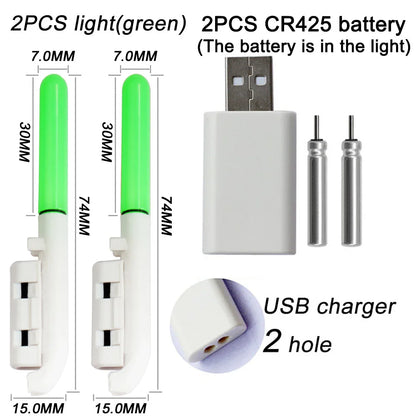 Electronic Fishing Light CR425 3.6V Battery USB Charge Rod Sense Strike Indicator LED Stick Pesca Tackle Night Bright Flash Lamp