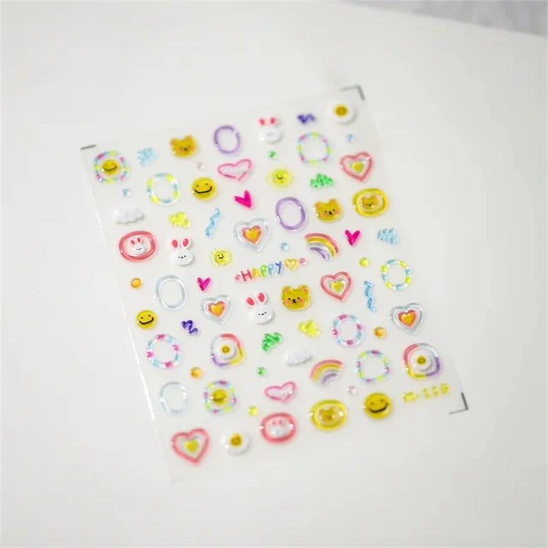 1pcs 5D Kawaii Jelly Nail Art Stickers Cute Jellyfish Self Adhesive Nail Art Decorations Stickers DIY Cartoon Manicure Decals