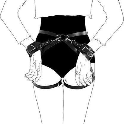 Bdsm Handcuff Set Garter Belt Leg Ring Underwear Sets Adult Sex Game SM Night Toys Leather Bondage Conditioning Slave Rave Toy