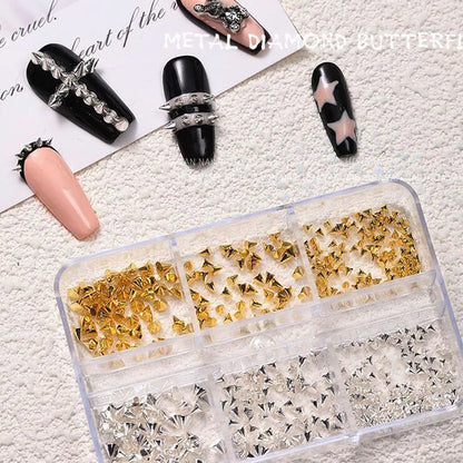6Grids 3D Mini Punk Metal Rivet Nail Art Charms 1.5/2/3mm Gold Silver Cone Spike Studs Nails Jewels DIY Manicure Decorations ZB