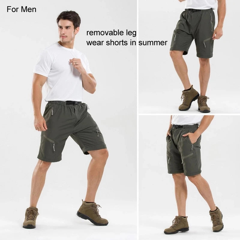 Summer Detachable Quick Dry Cargo Pants Men Waterproof Active Multifunction Pockets Outdoor Long Trousers Casual Pants