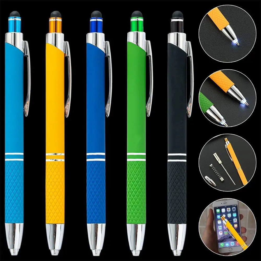 New 3in1 Multi-function Pen Capacitive Pen with LED Light 1.0mm Ballpoint Pen Stationery Screen Touch Gadgets Construction Tools