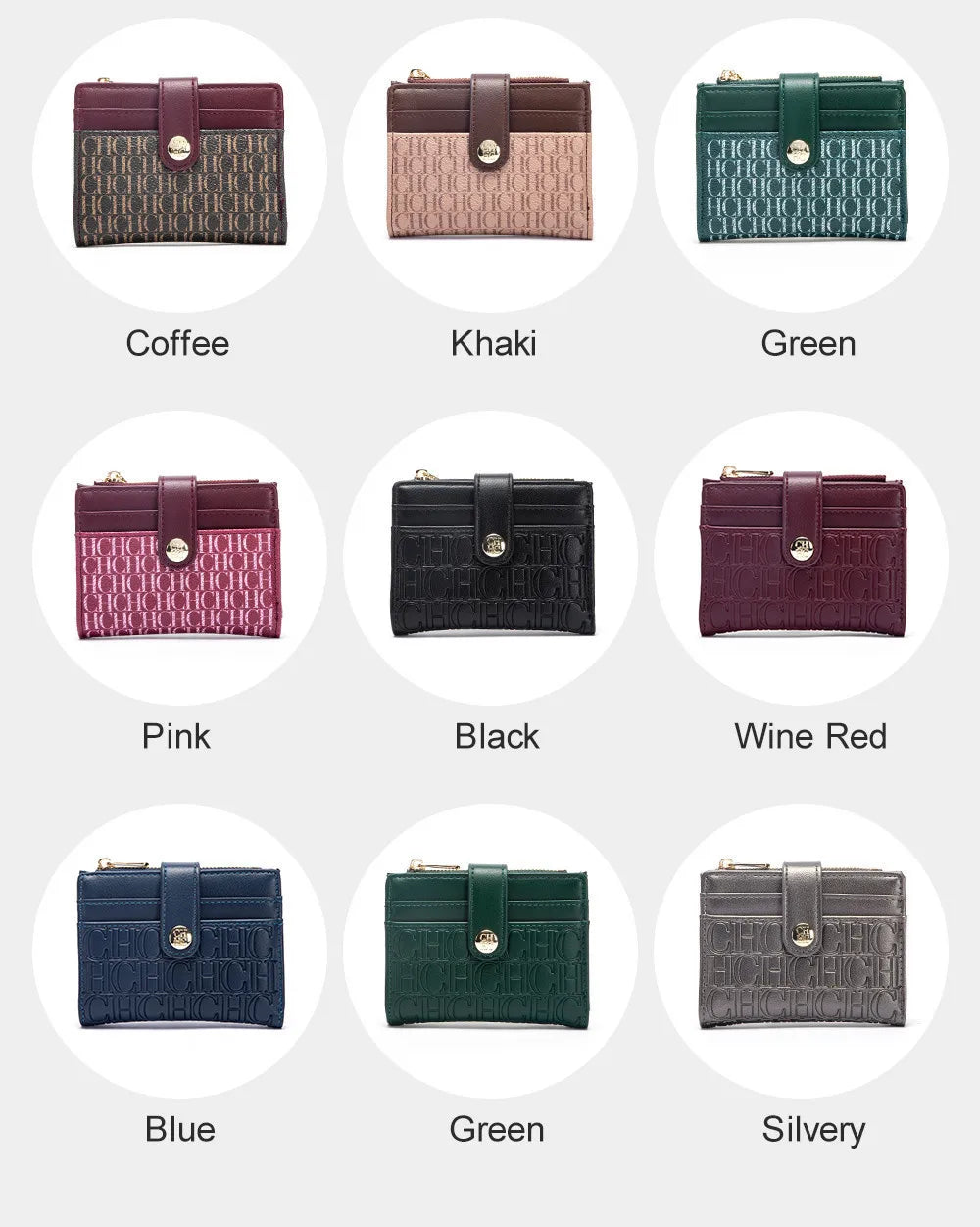 CH Luxury Brand Retro Design Business Card Bag Fashion Button Classic Folding Wallet Compact and Lightweight Women's Square Bag