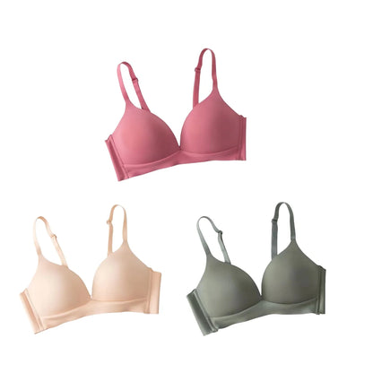 3Pcs/Set Seamless Bras For Women Non-wire Push-Up Bra Glossy Deep V Underwear Fixed 3/4 Cup Comfort Daily Wear Lingerie S-XXL