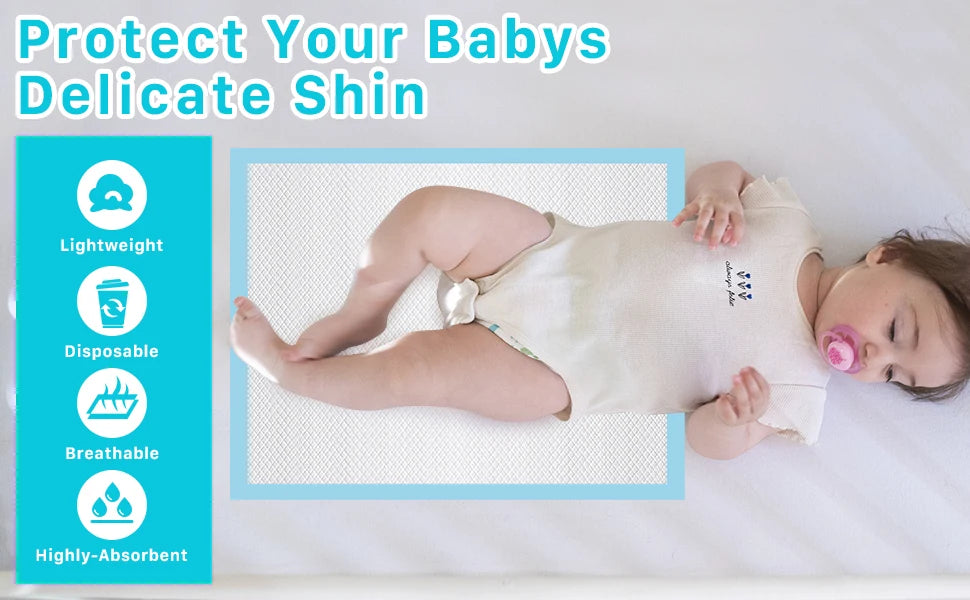 20-100Pcs Disposable Changing Pad High Absorbent Diaper Changing Pads Waterproof Leak Proof Baby Disposable Underpads for Baby