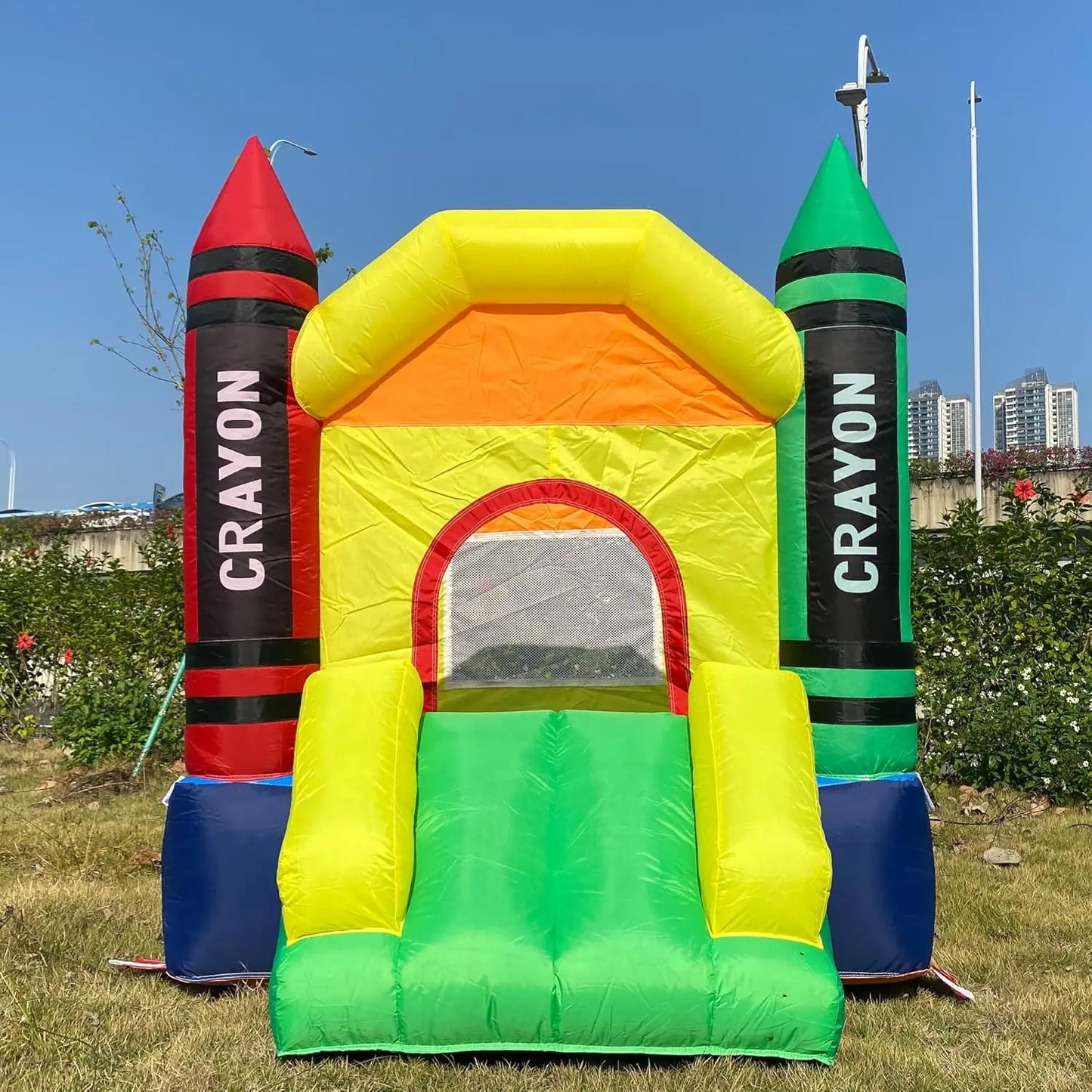 Mini Inflatable Bounce House with Blower Toddler Castle Kids Bouncy House with Slide, air Blower, Carrying Bag and Water Bag