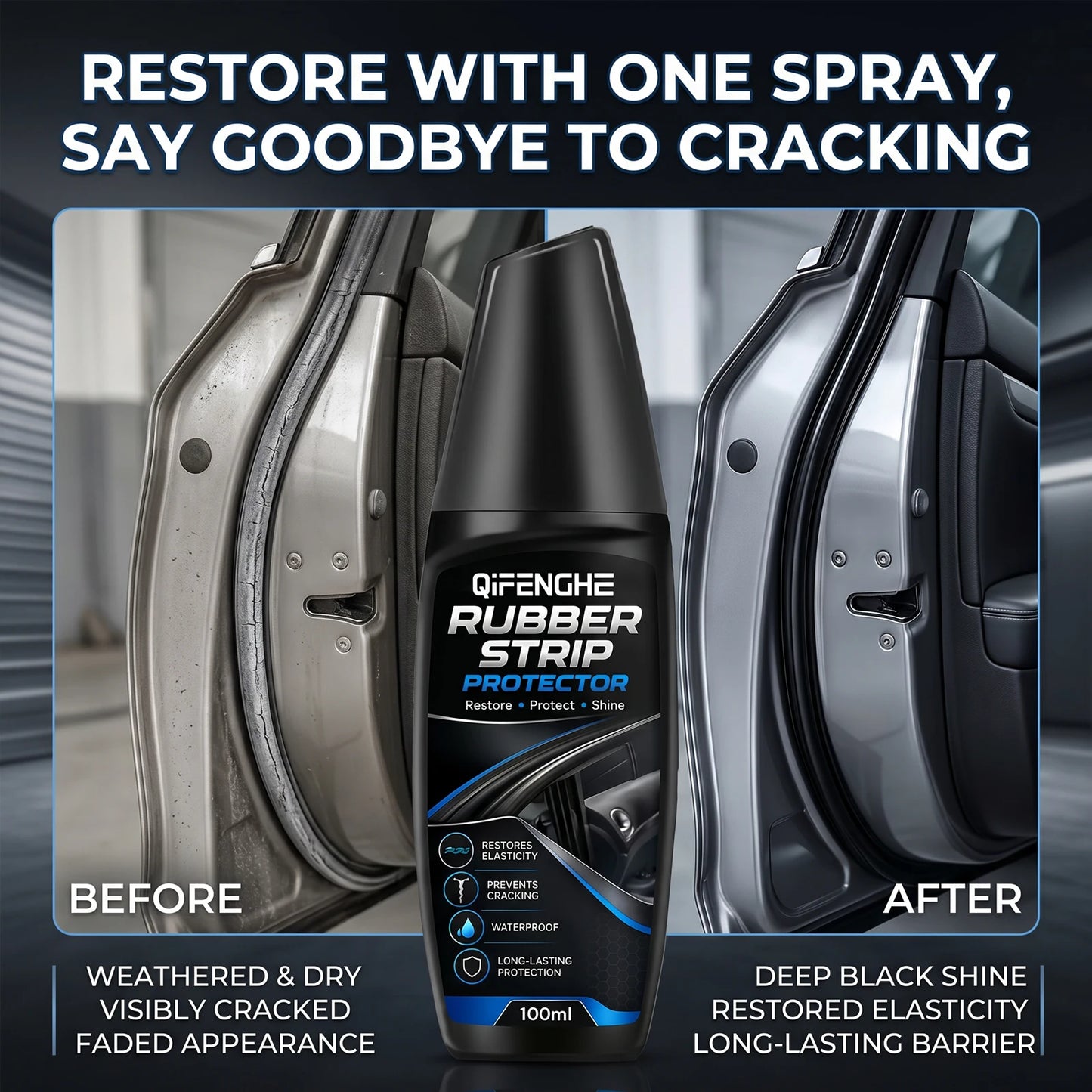Car Rubber Strip Protector 100ml, Auto Door Window Rubber Seal Restorer Conditioner, Anti-Crack Anti-Aging Waterproof Renovation