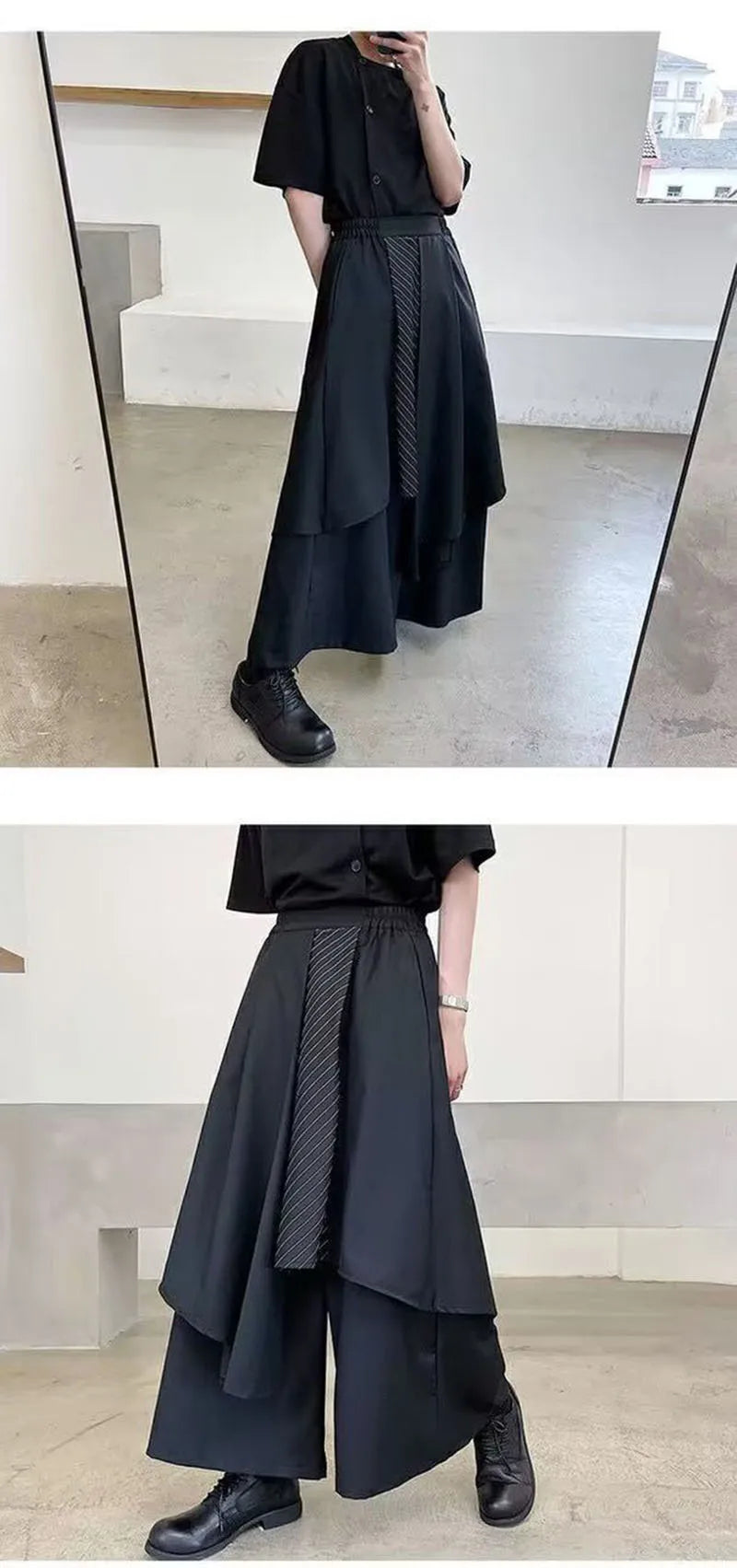 Women Skirts Pants Japaness Gothic Irregular Pants Women High Waist Black Long Pants Skirts Female Pleated Skirts Women Clothing