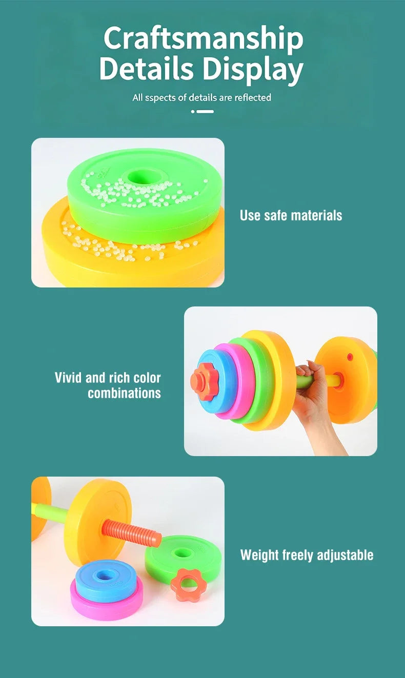Adjustable Kids Dumbbell Barbell Set Indoor Outdoor Fitness Equipment Parent-Child Sports Toy Toddler Boy Girl Birthday Gifts