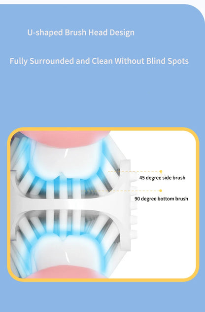 360 Degrees Electric Toothbrush Kids U Shaped Silicon Smart Sonic Teeth Tooth Brush Cartoon Pattern for Children IPX7 Waterproof