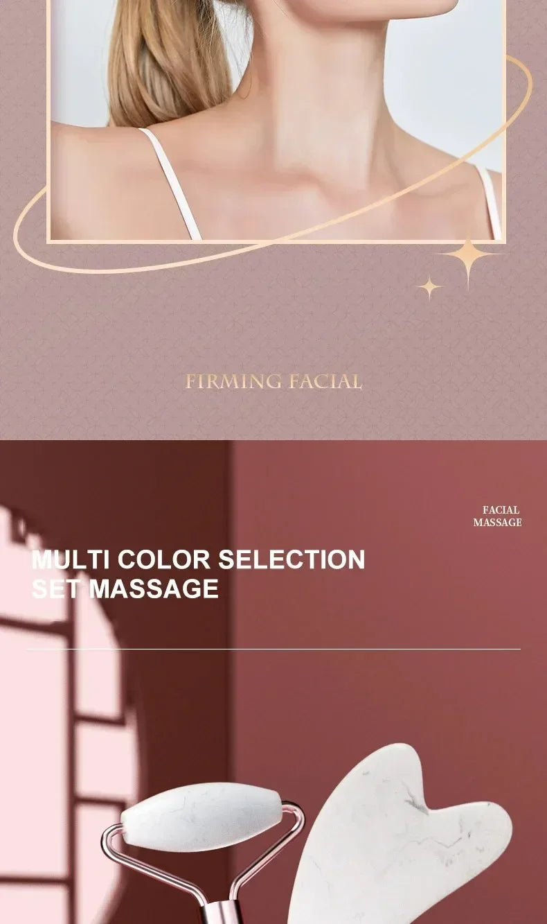 Facial Massage Roller With Gua Sha Stone Multifunctional Massager For Body Eye Acupoint Relief Anti-Aging Daily Skin Care Tools