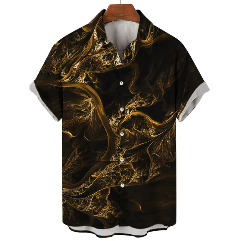 3D Printed Punk Purple Lightning Graphic Blouses Harajuku Fashion Hip Hop Shirts For Men Clothes Hawaiian Y2k Lapel Blouse Tops