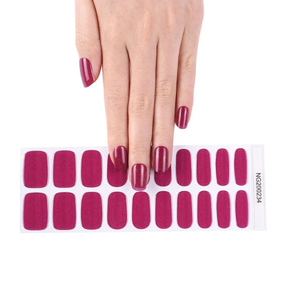 16/18/20Tips Semi-Cured Gel Nail Strips Adhesive Full Cover Stickers for Nails UV Lamp Need Press On Nails Fashion Manicure