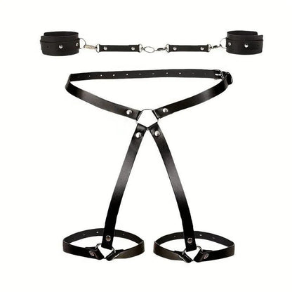Bdsm Handcuff Set Garter Belt Leg Ring Underwear Sets Adult Sex Game SM Night Toys Leather Bondage Conditioning Slave Rave Toy