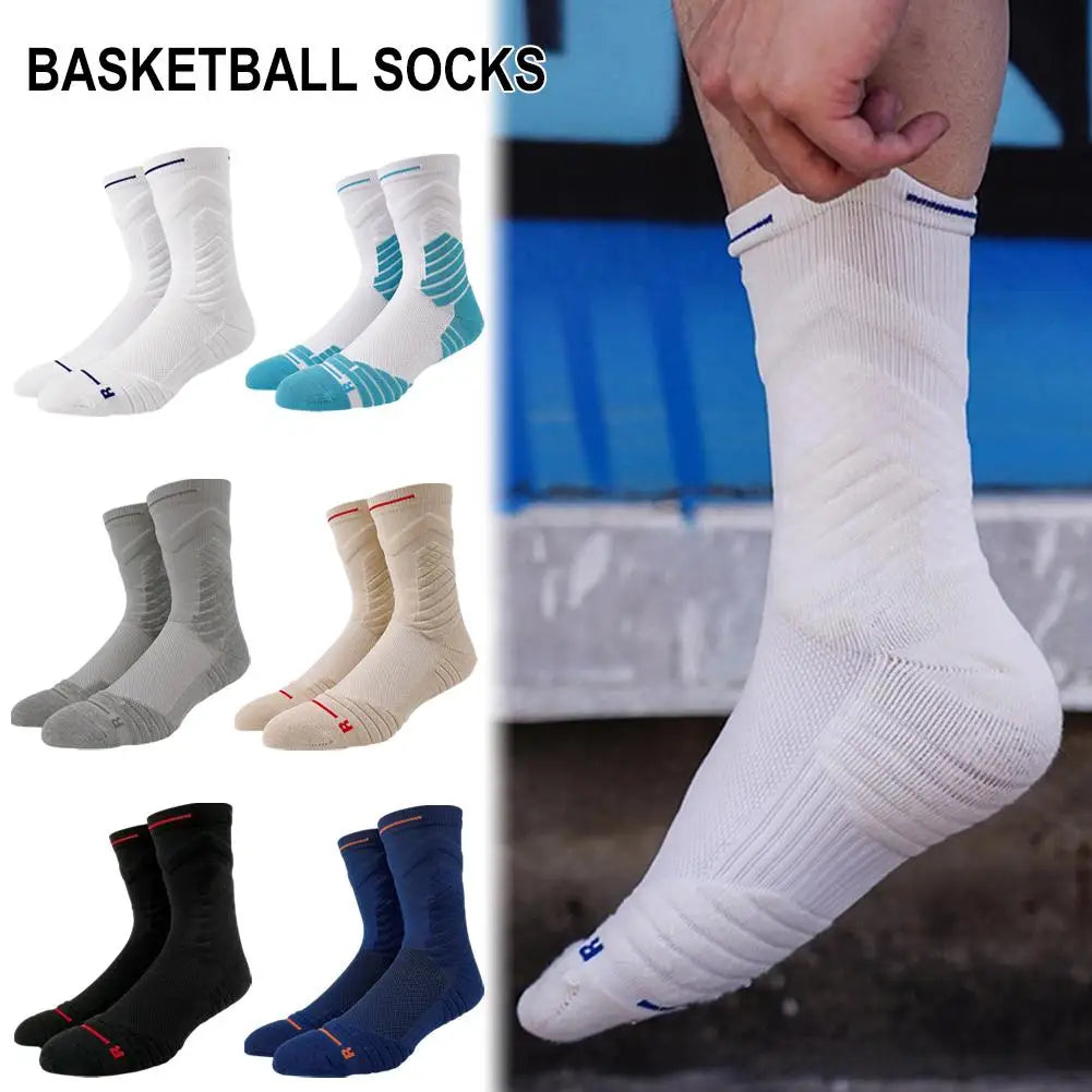 1Pair Professional basketball socks thickened towel bottom game training sports socks ankle protection non-slip socks