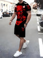 Hot Selling Men's Breathable Casual Short-Sleeved Shorts Set 3D Printed Outdoor Urban Street Top Shorts Casual Two-Piece Set