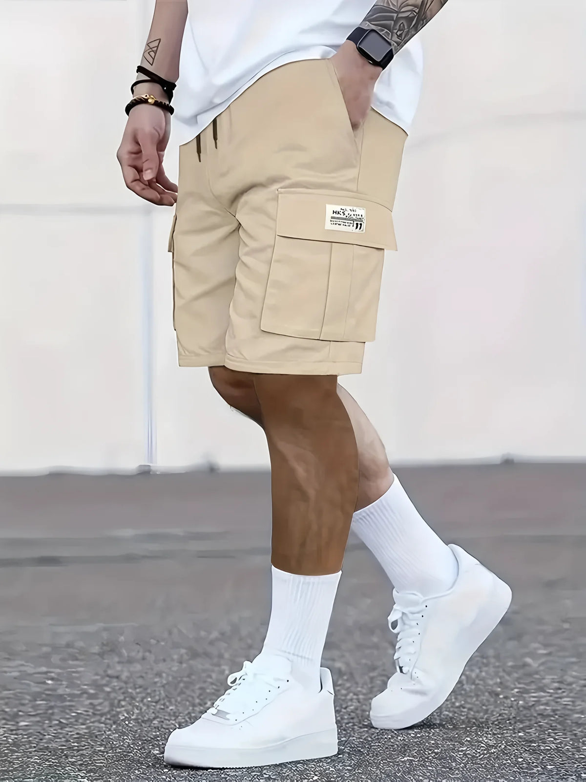 Men's work shorts; summer comfort; multi-pocket; outdoor leisure sport beach pants; elastic waistband