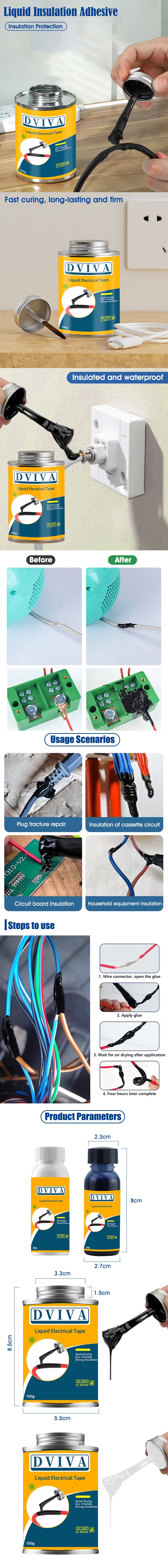 50/150g Waterproof Liquid Electrical Tape Home Use Insulation Paste Sealant Suitable Fix Line Glue for Wires Cables Adhesives