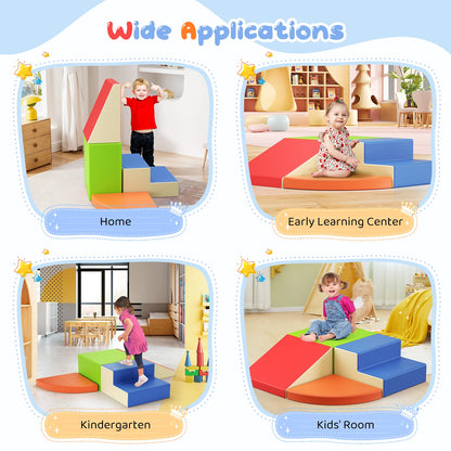 4 Pieces Toddlers Foam Climbing Blocks Leather Cover Kids Developmental Toy Play Gym Indoor Playground Birthday Christmas Gift