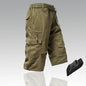 Mens Cargo Shorts 100% Cotton Casual Running Shorts Elastic Waist Hiking Outdoor with a Belt