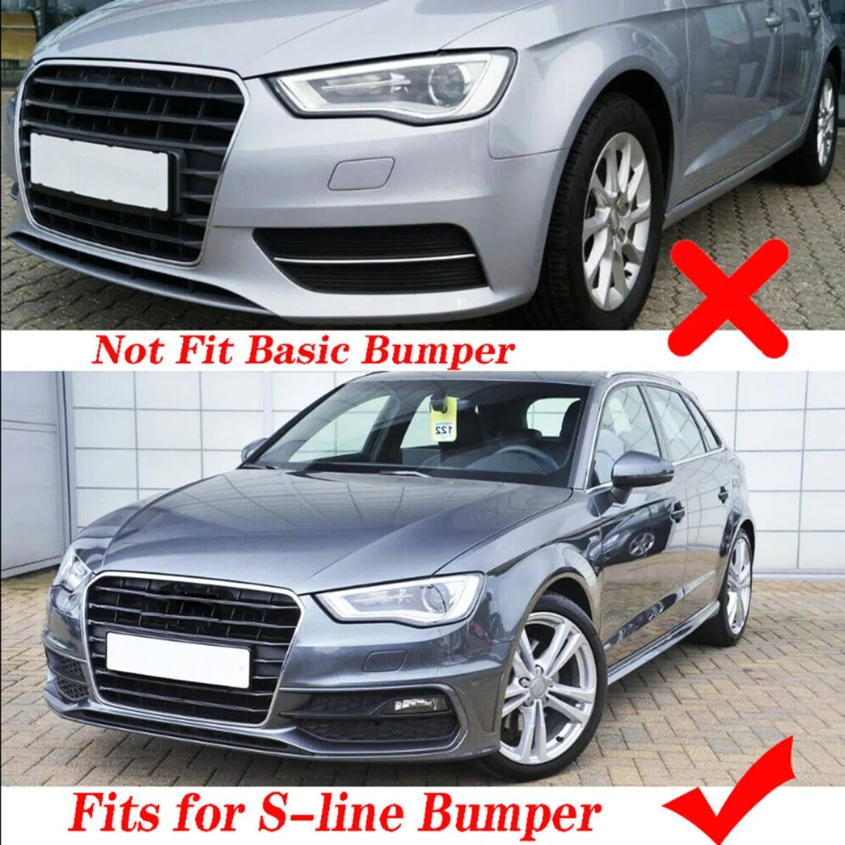 For Audi A3 S-Line S3 2014 2015 2016 Pair Car Front Bumper Fog Light Grille Cover Honeycomb Mesh Fog Lamp Cover Racing Grill