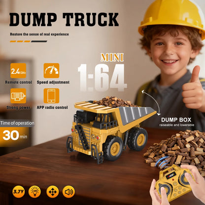 1:64 Bluetooth Remote Control Crane And Forklift two-in-one Desktop Mini Alloy Toy Car With Trailer Christmas Gift In Color Box