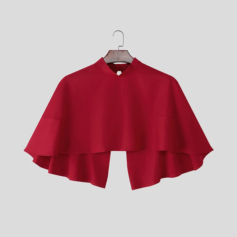 INCERUN Men Sets Patchwork Turtleneck Irregular Crop Shirt Cloak & Wide Leg Pants 2PCS Streetwear Loose Fashion Casual Men Suits